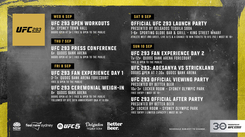 UFC 293 Schedule and Timings